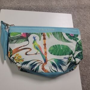 Estee Lauder Tropical Print Cosmetic Bag - Blue and Green